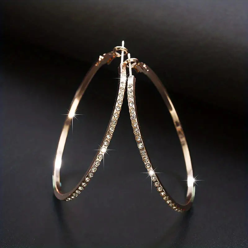 Round Sparkling Zircon Inlaid Hoops