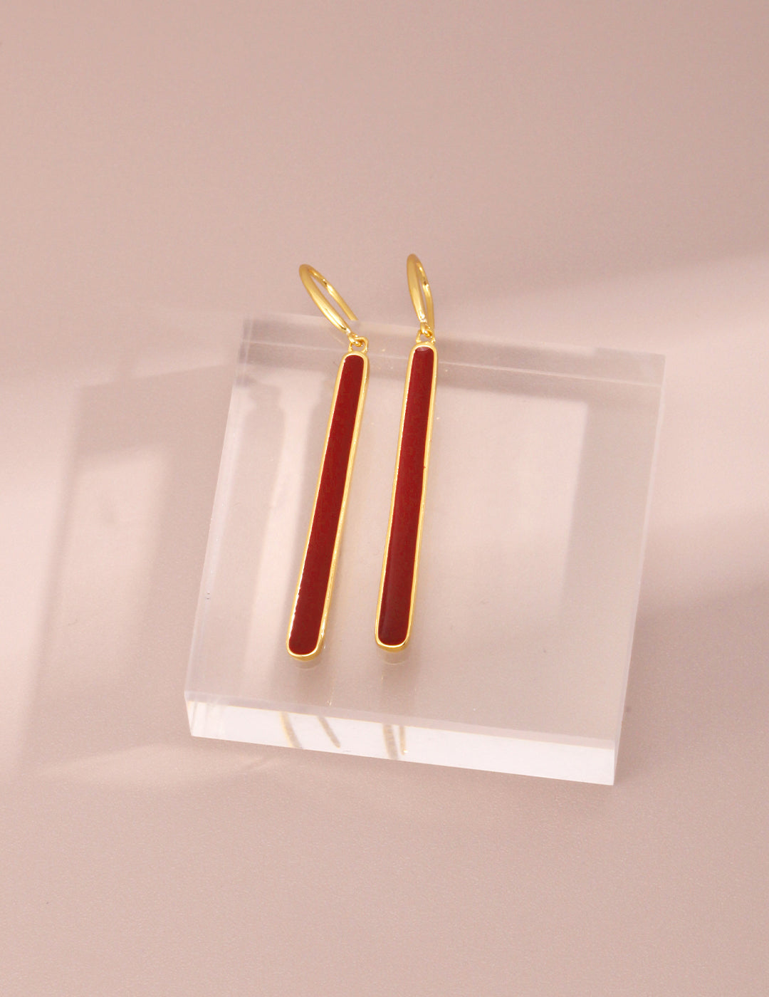  Elongated Red Drip Glaze Earrings