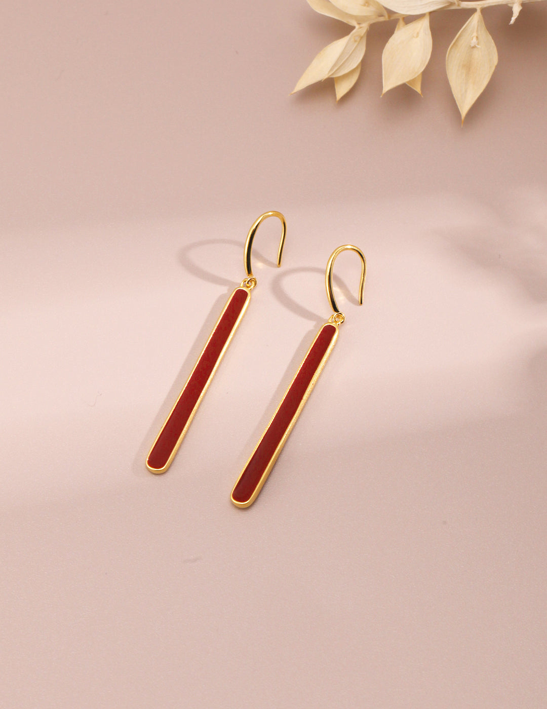  Elongated Red Drip Glaze Earrings