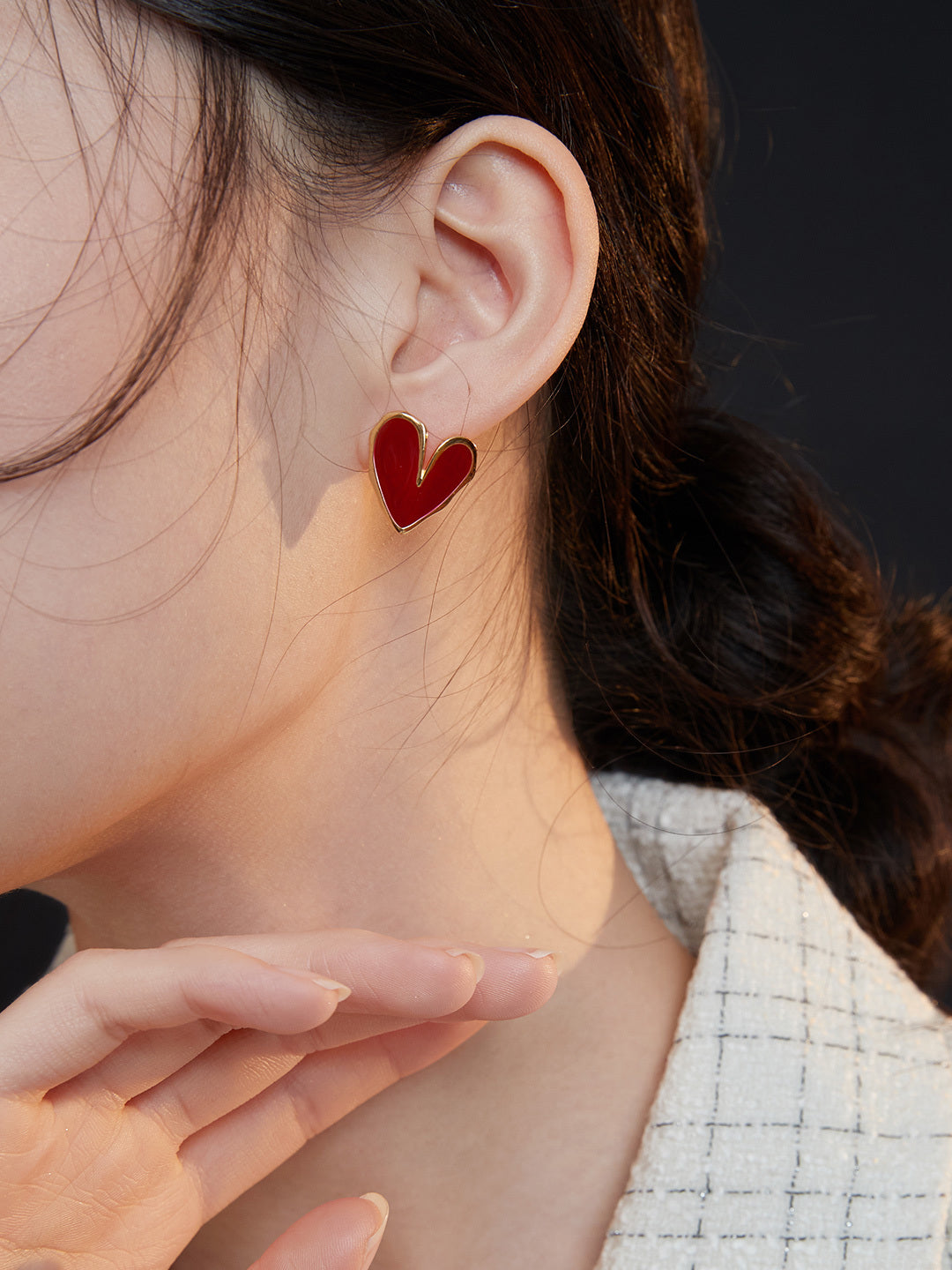 Heart Red Drip Glaze Earrings