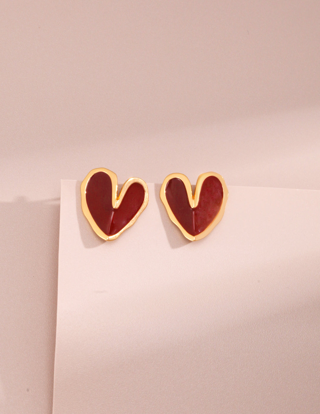 Heart Red Drip Glaze Earrings