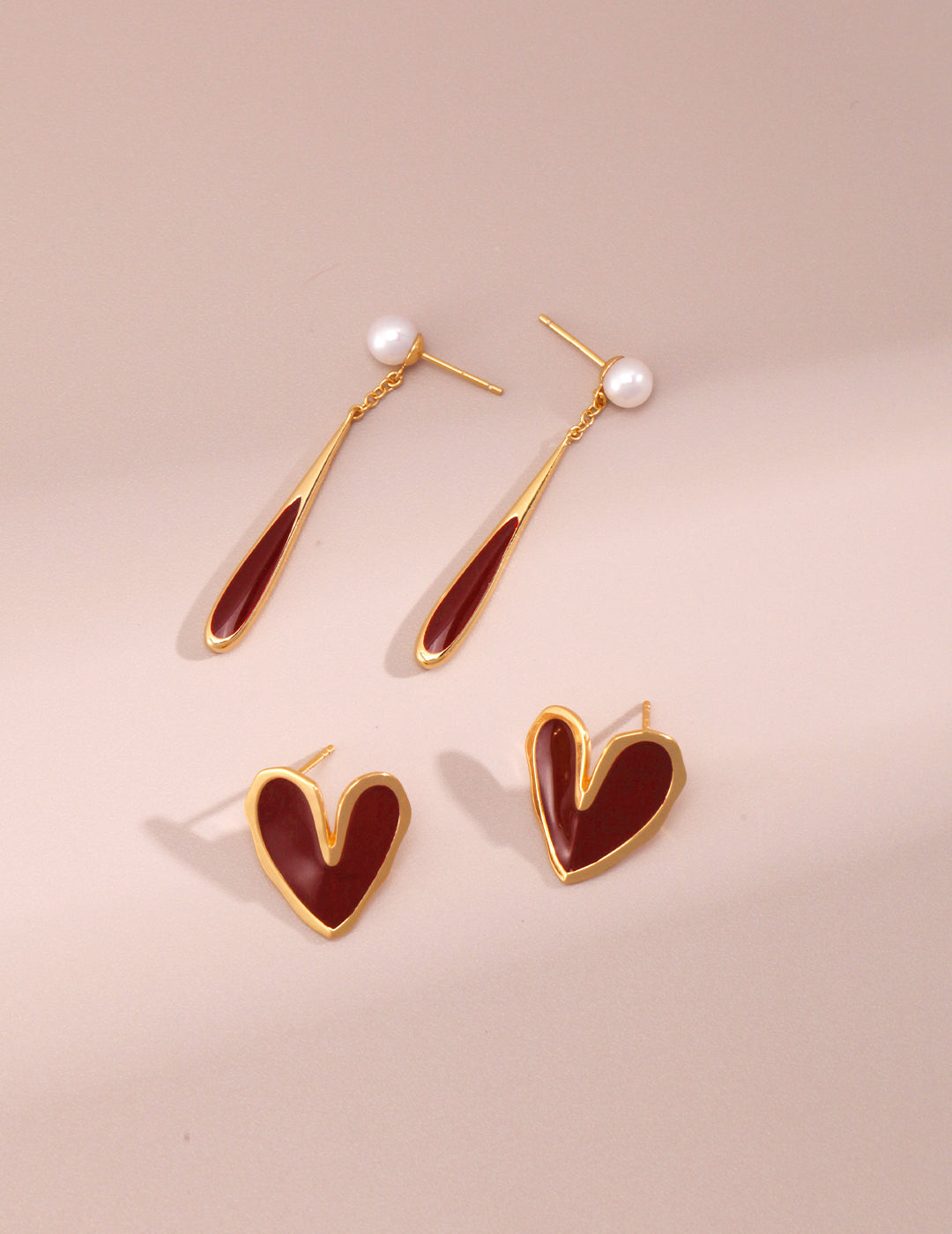 Heart Red Drip Glaze Earrings