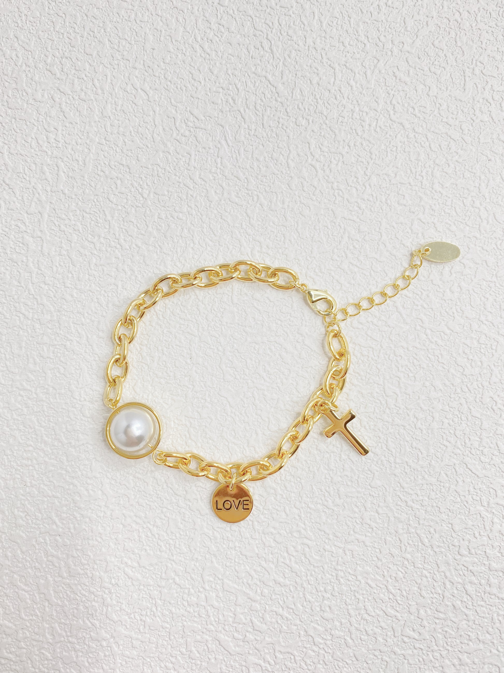 Cross and Pearl Bracelet