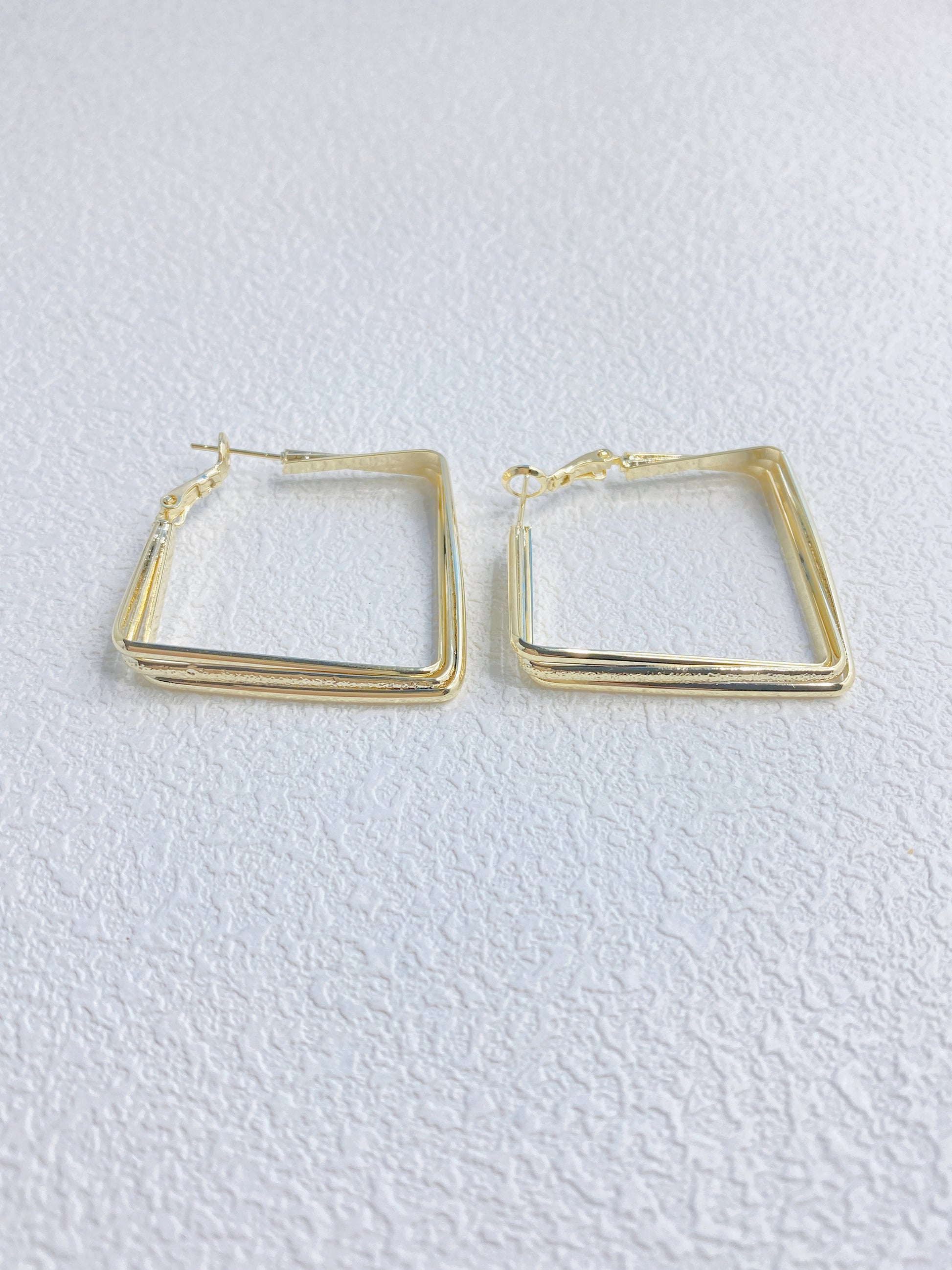 Square Triple Line Hoops