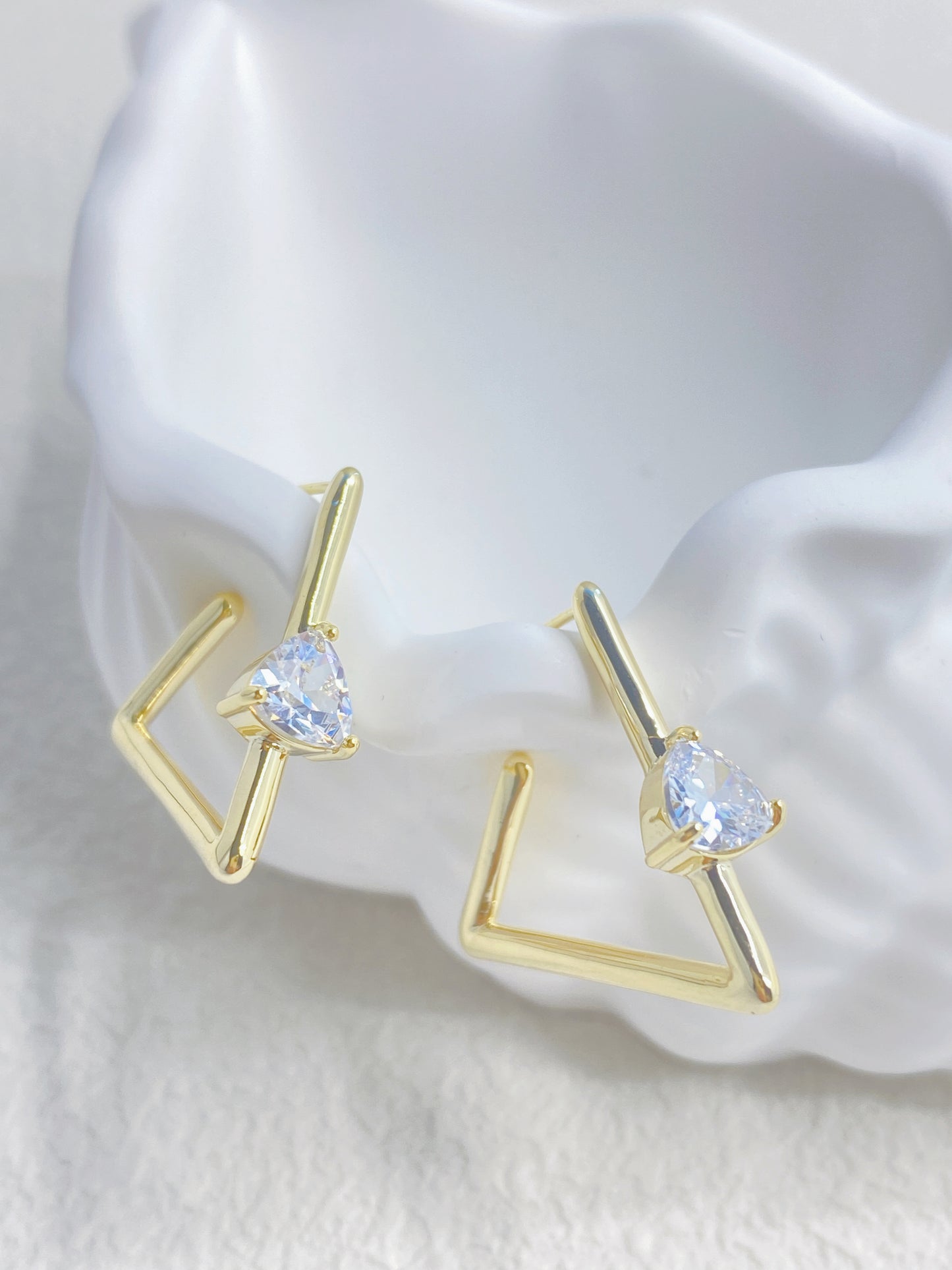 Triangle Zircon Hoop Earrings