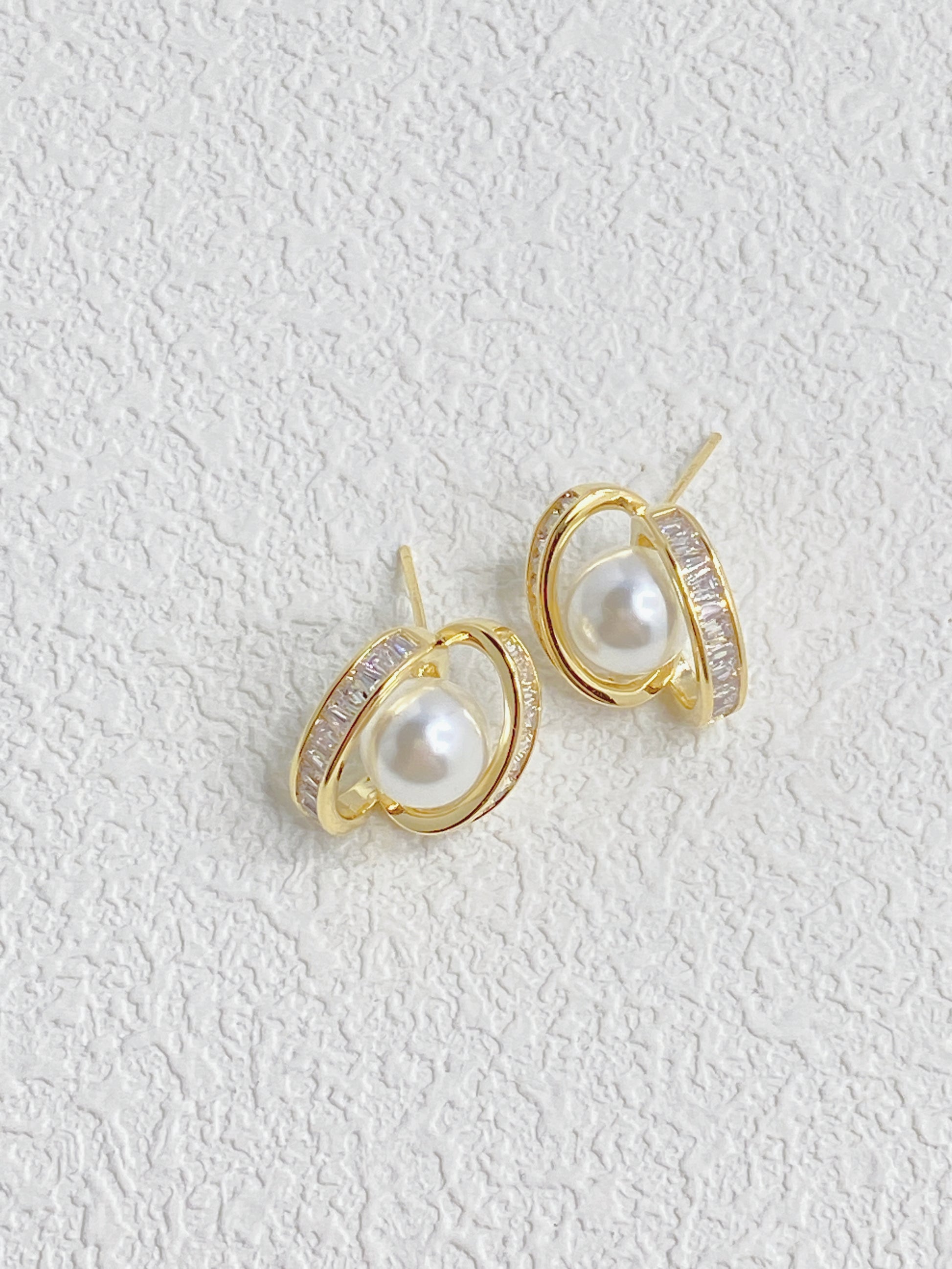 Pearl and Zircon Stud Earrings