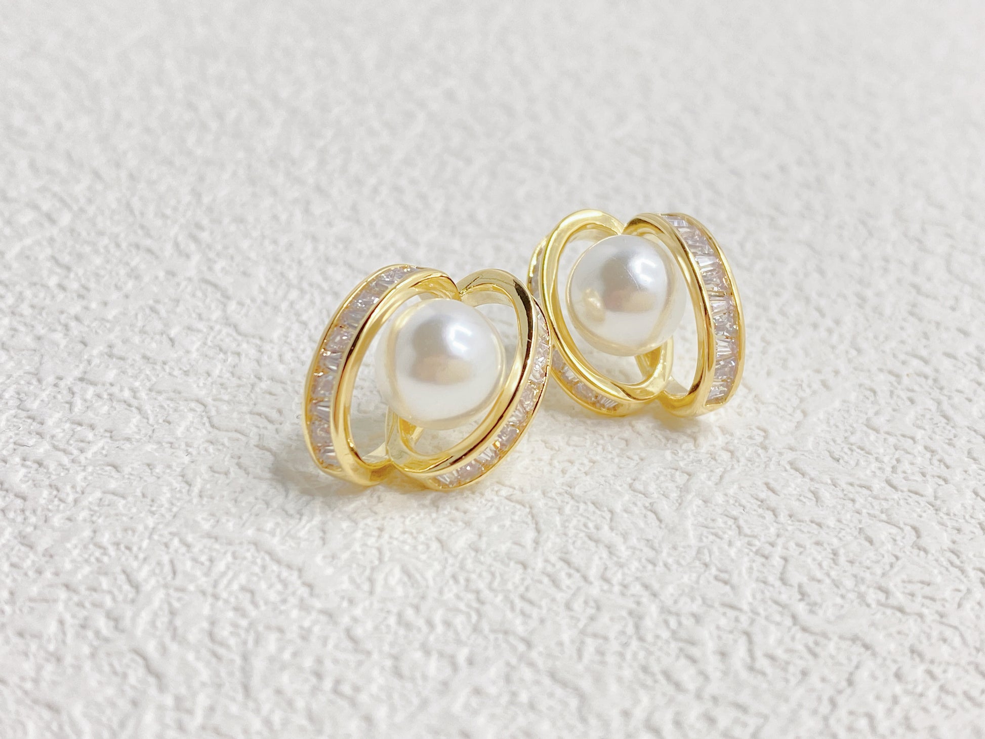 Pearl and Zircon Stud Earrings