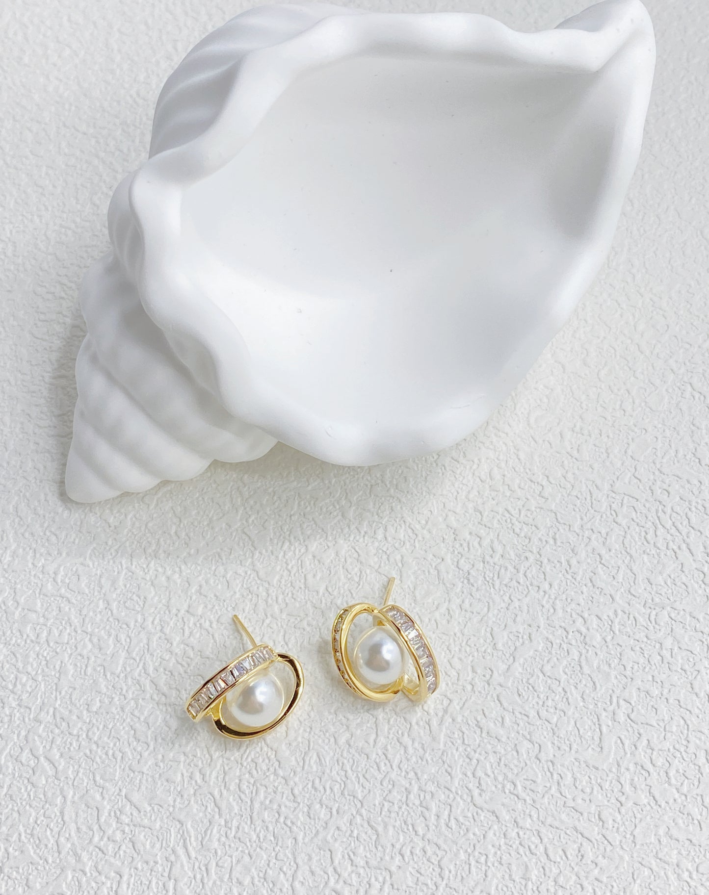 Pearl and Zircon Stud Earrings