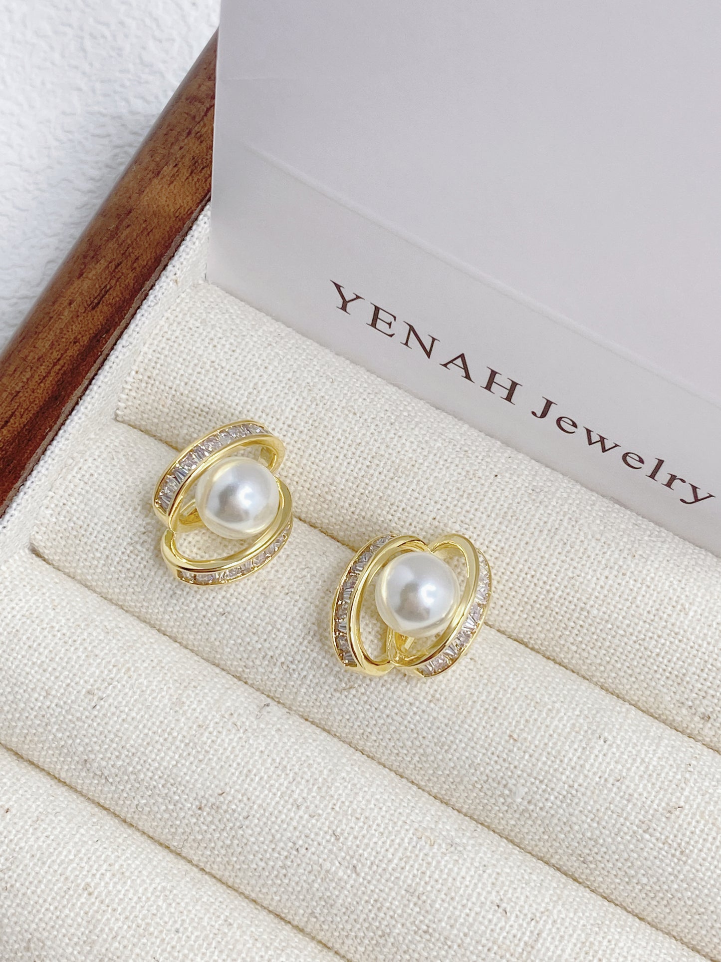 Pearl and Zircon Stud Earrings