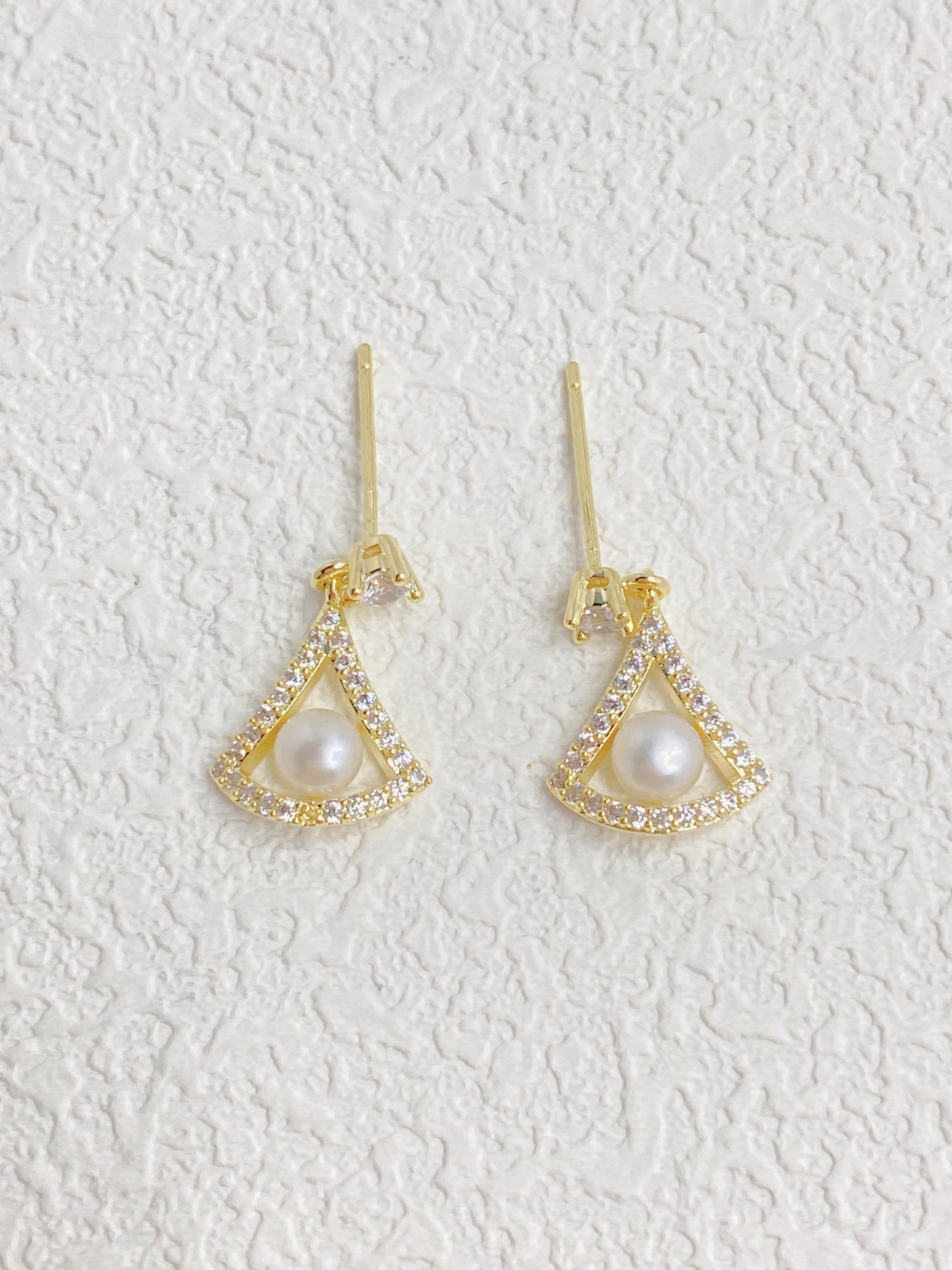 Pearl Fan Drop Earrings