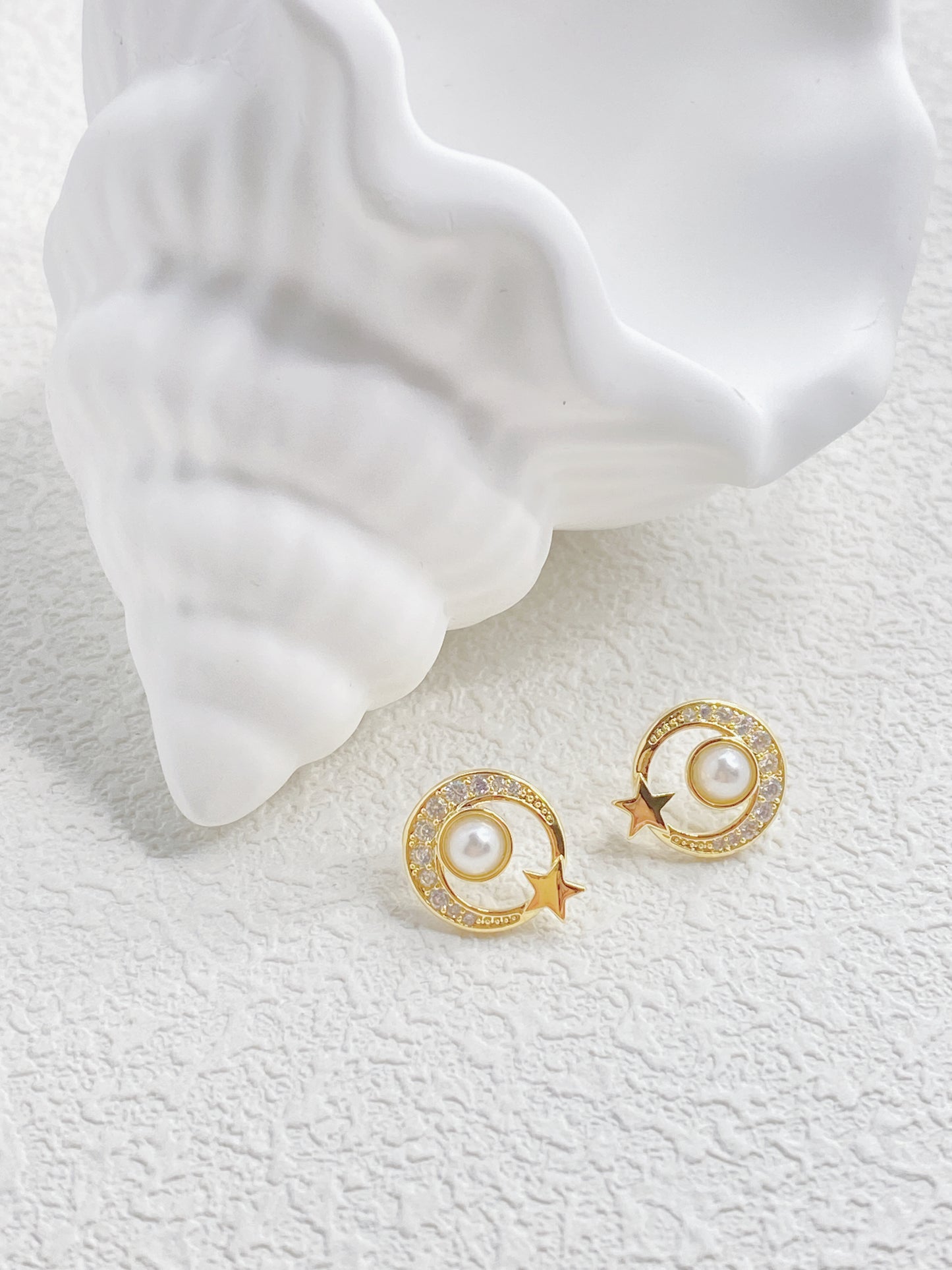 Moon and Star Stud Earrings