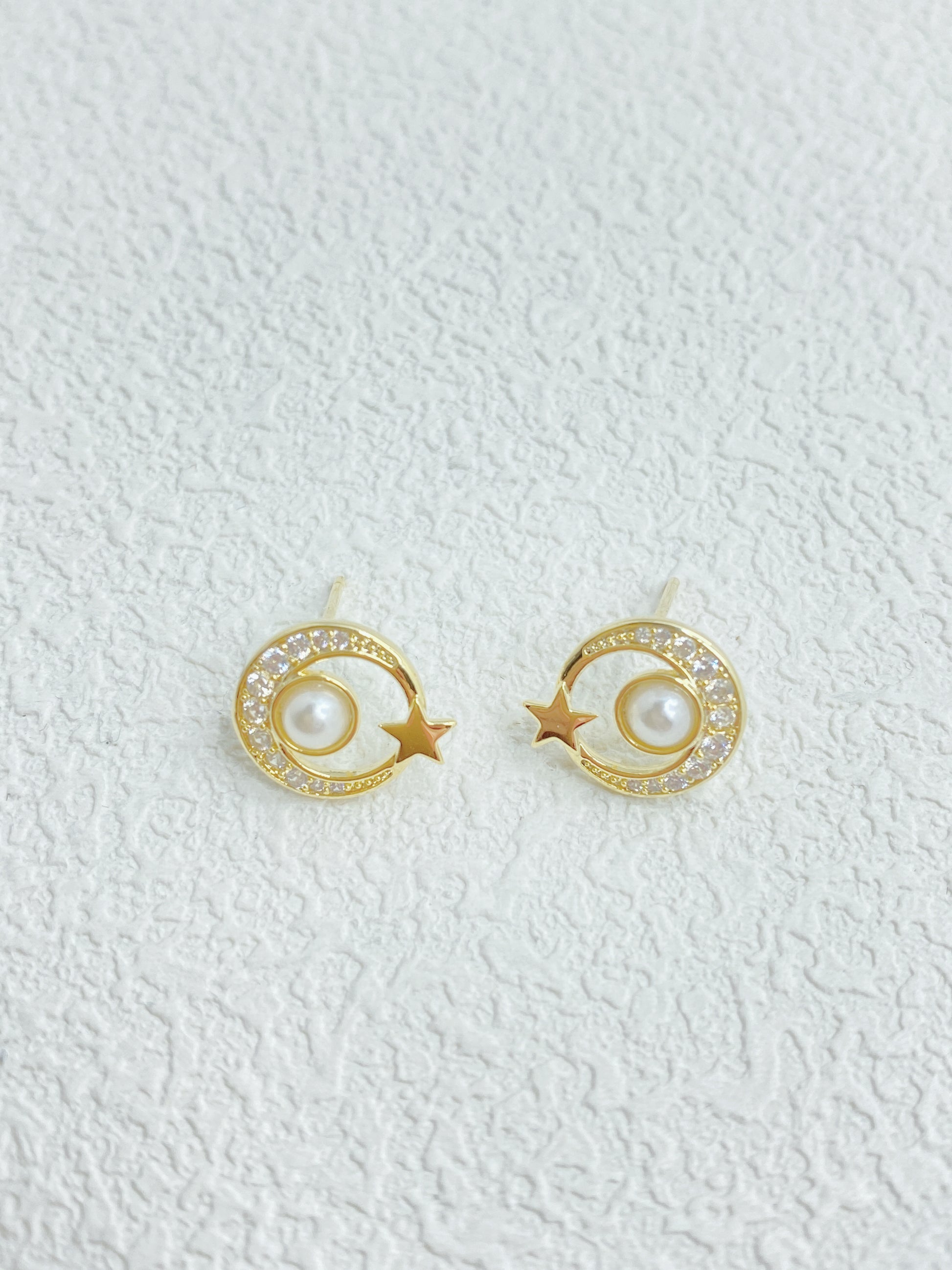 Moon and Star Stud Earrings