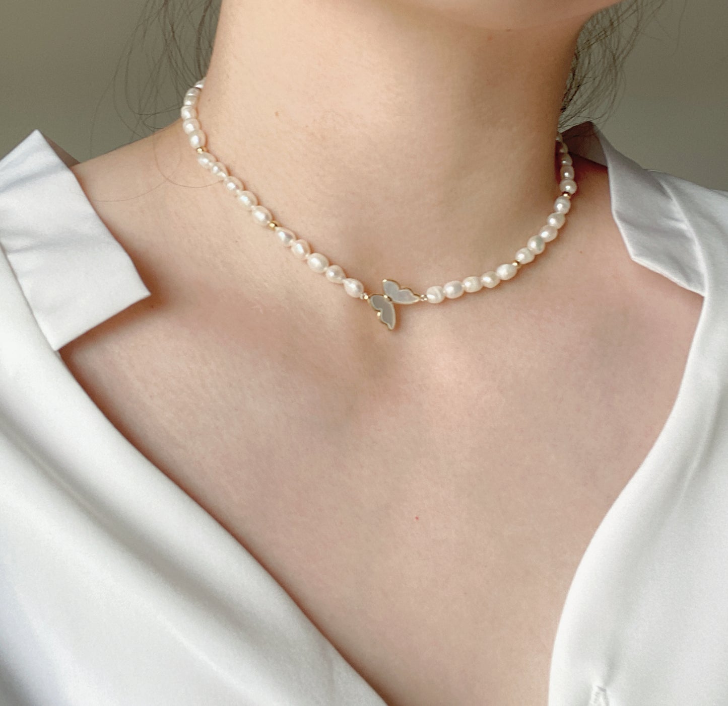 Butterfly Pearl Necklace