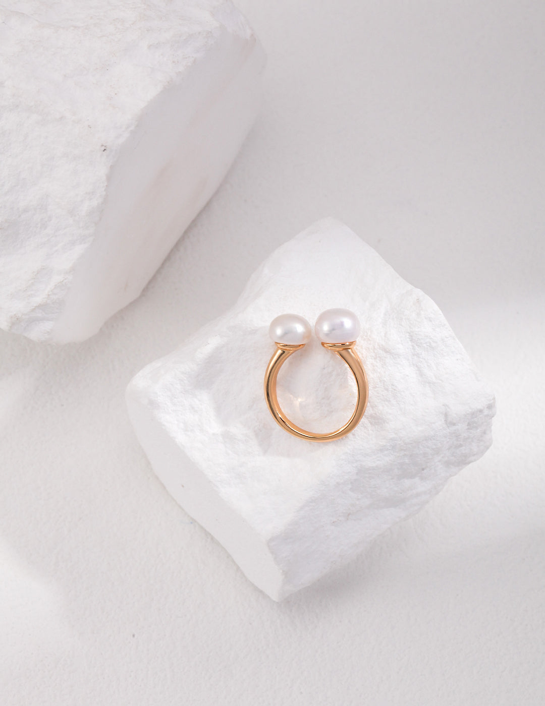 Dimple Natural Pearl Open Ring