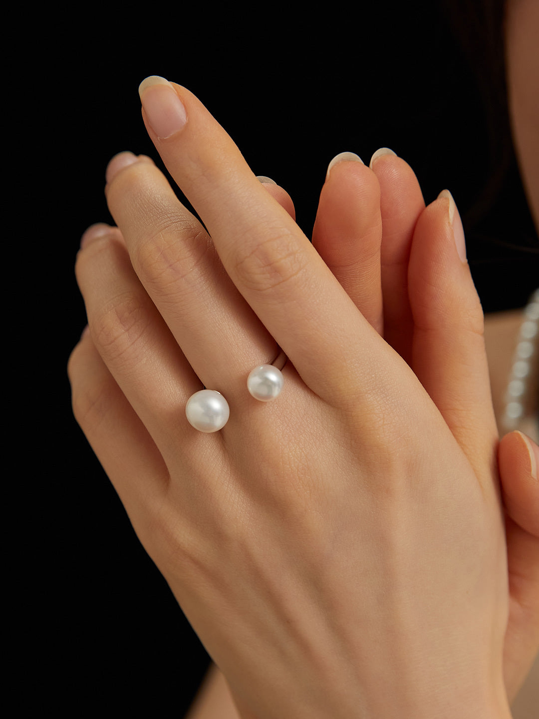 Dimple Natural Pearl Open Ring