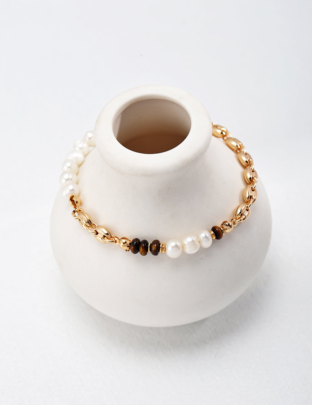 Pearl and Tiger-eye Bracelet